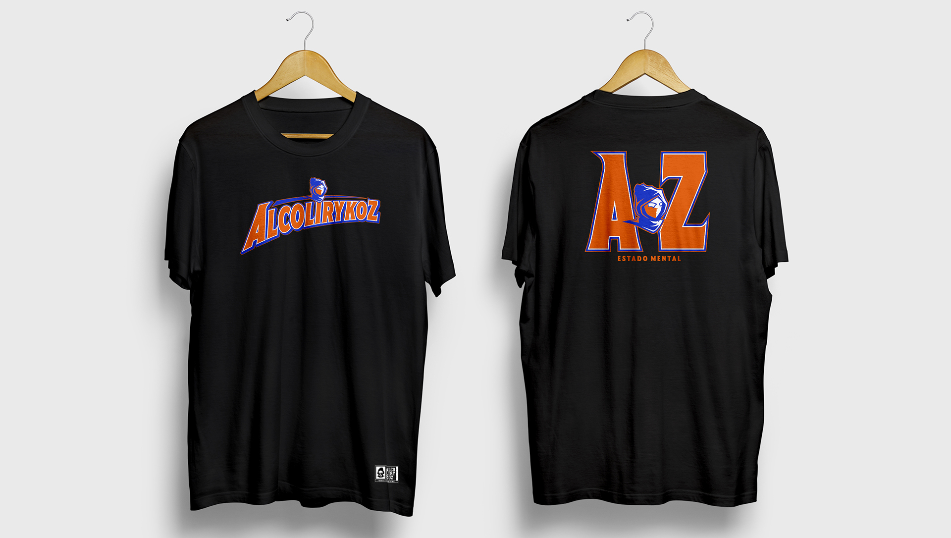 Camiseta Alcolirykoz Negra naranja azul